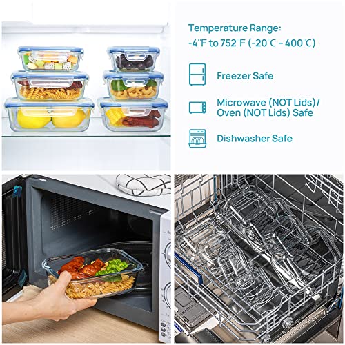 8 Pack Glass Food Storage Containers with Airtight Lids (Blue)