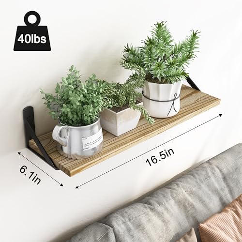 16.5in Floating Shelves for Wall (Rustic Brown / 16.5 x 6.1 x 0.59 inches)
