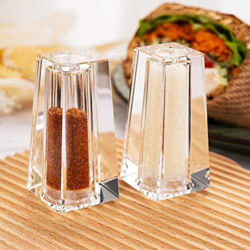 Salt and Pepper Shaker Set Spice Dispenser Refillable Design Cut Crystal Seasoning Shaker Kitchen Decor for Cooking Table (T-02)