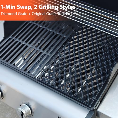 17.5" Dual Sided Diamond Sear Grill Grates for Weber Spirit 300 (10" x 1" x 1")
