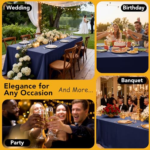10 Pack Navy Blue Tablecloths for Rectangle Tables (Navy Blue / 70x120 In, 10 Pack)