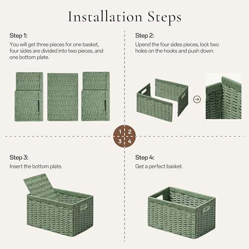 2 Pack Wicker Basket (Rectangular- 2pack 13.4"×8.3"×7.1" / Green)