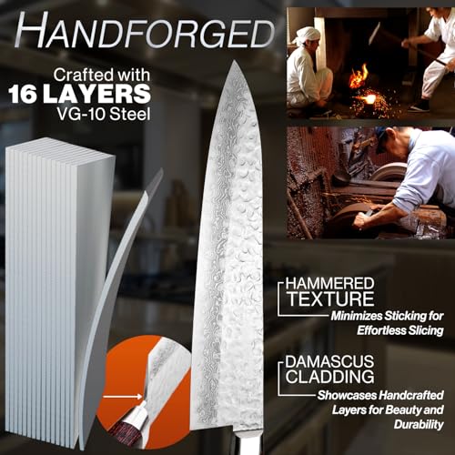 VG10 16 Layer Hammered Damascus Gyuto Japanese Chefs Knife (9.5")