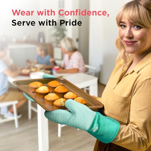 UltraShield Silicone Oven Mitts (Teal / Standard)
