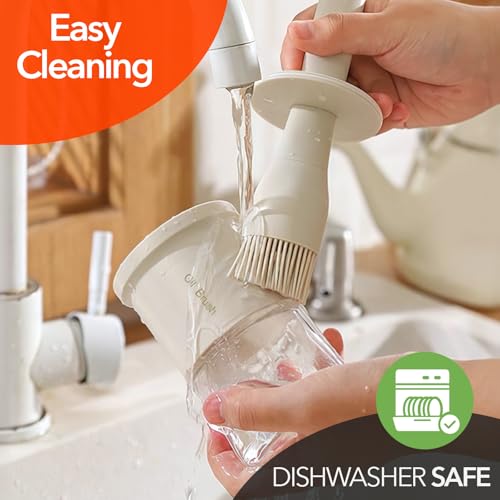 Oil Dispenser with Brush for Kitchen (01_Creamy White)