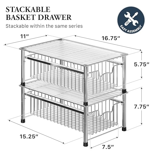Stackable Basket Drawer (1-tier / Chrome)