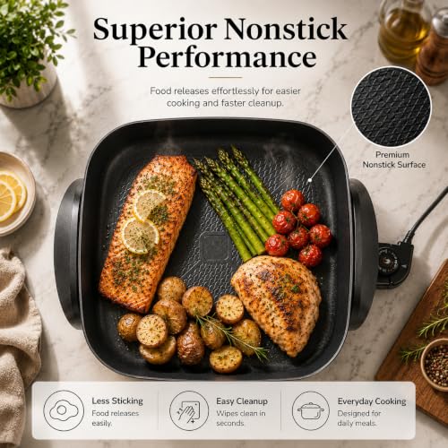 Square Electric Skillet with Lid (Square)