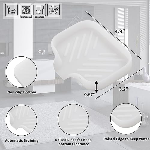 Silicone Soap Dish with Drain Spout (Translucent / S(4.9"×3.2"))