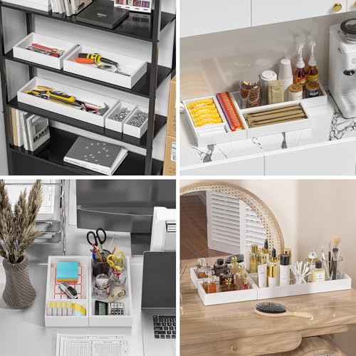 Bamboo Kitchen Drawer Organizer (9 x 3 x 2 Inch / White)