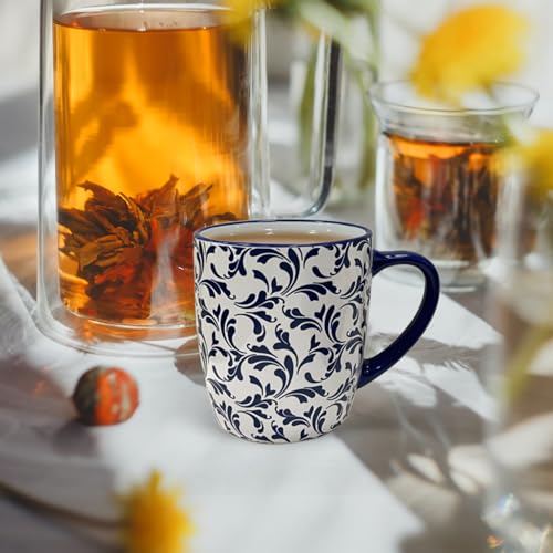 18 OZ Coffee Mugs Set of 6 (18 OZ / Blue Coffee Mugs)