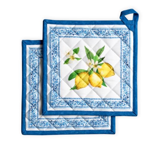 Pot Holders 100% Cotton Potholders (032 - Cedrat / 8" x 8" (Pot Holder Pack of 2))