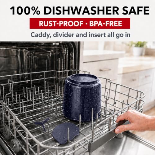 Plastic Large Rotating Navy Blue Kitchen Utensil Holder Countertop Caddy (Midnight Atlantic)