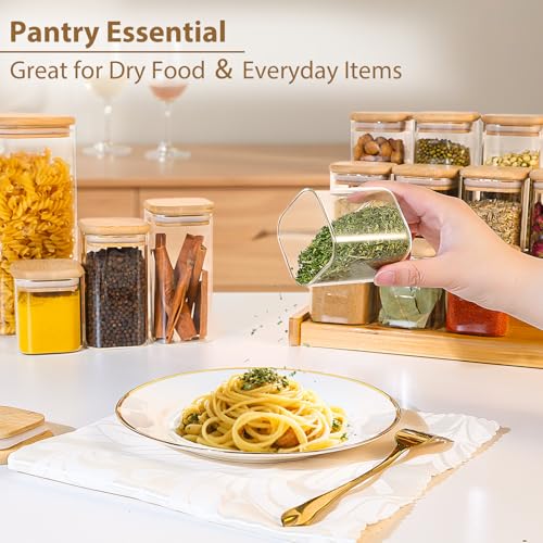 20 Pack 4 oz Square Glass Spice Jars with Lids and Labels (20pcs / 4oz)
