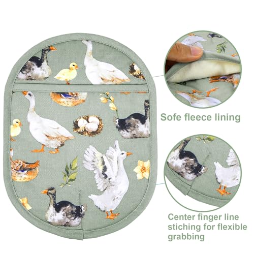 Pot Holders with Transparent Clear Silicone Shell and Nice Duck Flower (Potholders / Wathet Blue)