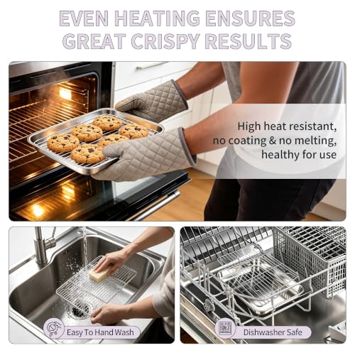 Stainless Steel Toaster Oven Pan with Rack Set