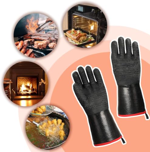 2 Pairs Heat Resistant BBQ Glove for Oven & Fryer Smoker (2 Pairs)