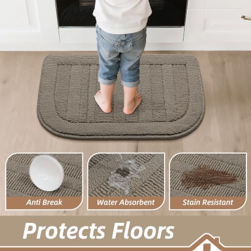 30x18 Inch Kitchen Rugs Non Slip Washable Kitchen Sink Rug (1'6" x 2'6" (Semicircular) / Taupe)
