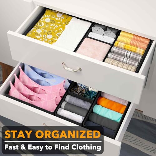 Drawer Organizer for Clothes (6 Pack / Black)