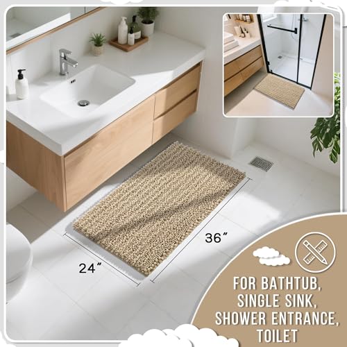 Large Bathroom Rugs Non Slip Washable 36x24 Inch