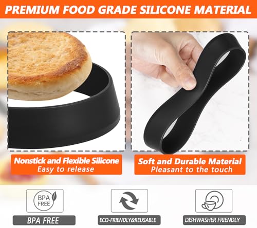 6 Pack 4 Inch English Muffin Rings (Black-4.0)