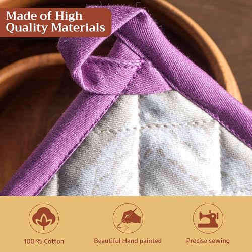 Pot Holders 100% Cotton Potholders (071 - Pivoine / 8" x 8" (Pot Holder Pack of 2))