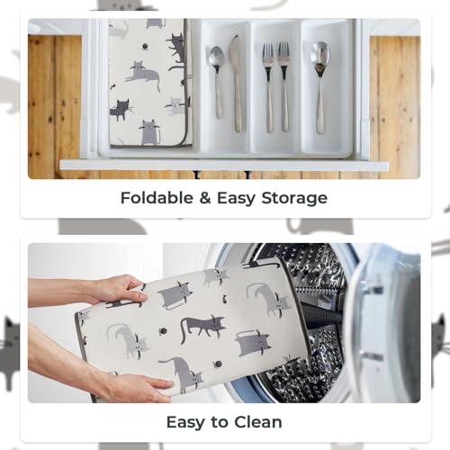 Dish Drying Mats 2 Pack (18''X24'' / Black & White Cats)