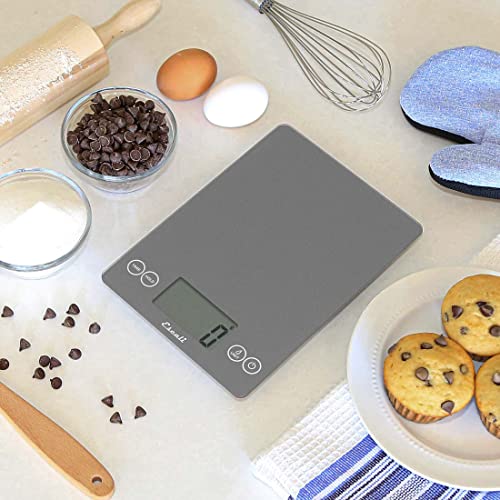 Arti Glass Food Scale Digital Countertop Kitchen (Grey Storm / 15" x 6.5" x 0.75")