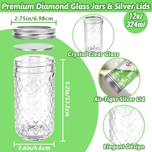 12oz Glass Mason Jars (12oz-15pcs-D)