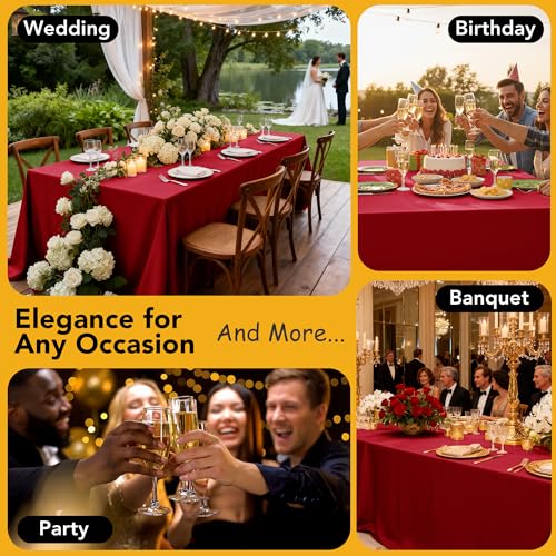 10 Pack Red Tablecloths for Rectangle Tables (Red / 54x108 In, 10 Pack)