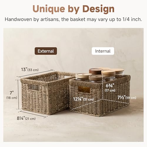 Wicker Baskets for Storage (Natural (Seagrass) / 2x 13"L x 8¼"W x 7"H)