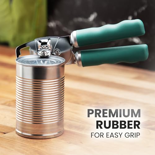 Manual Can Opener Heavy Duty Patented Stainless Steel (Pine Green / Comfy Grip)