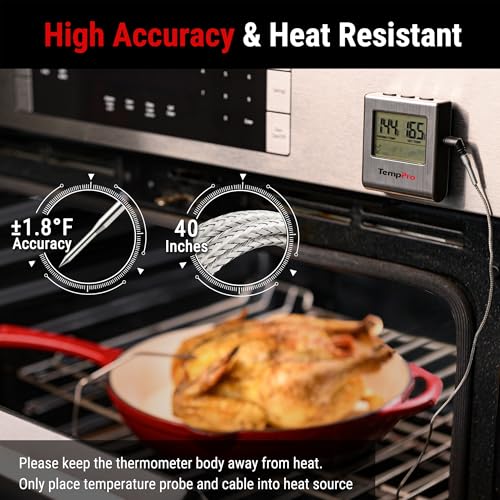 TempTrack Large LCD Digital Meat Thermometer for Cooking