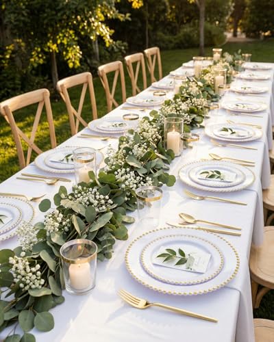 180Pcs White and Gold Dinnerware Set (White and Gold Plastic Dinnerware Set / 180PCS)