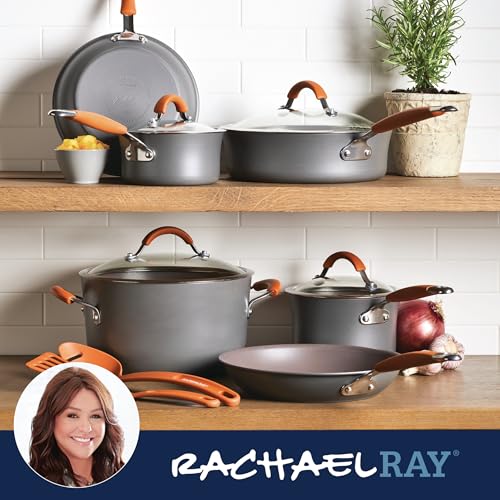 Cucina Nonstick Cookware Pots and Pans Set (Pumpkin Orange / 12 Piece Hard Anodized)