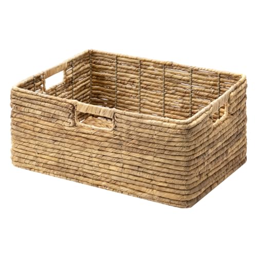 Extra Large Wicker Baskets for Storage (Natural (Water Hyacinth Roll) / 16½"L x 13"W x 7½"H)