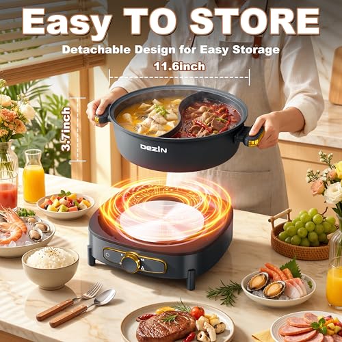 6L Hot Pot Electric with Divider (Grey)