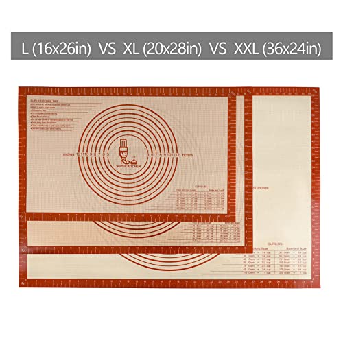 Non slip Silicone Pastry Mat Extra Large Measurements 36''x 24'' Baking Mat (36"L x 24"W)