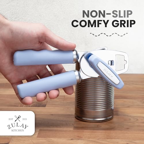 Manual Can Opener Heavy Duty Patented Stainless Steel (Sky Blue / Comfy Grip)