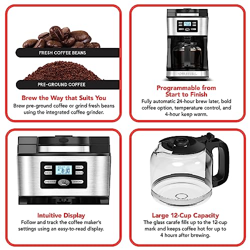 Digital Coffee Machine 12Cup FullyAutomatic Large coffee maker integrated CoffeeGrinder