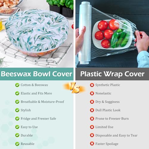 5Pcs Reusable Beeswax Elastic Bowl Covers for Bread Proofing and Food Cover (Little Daisy)