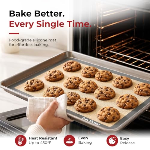 Silicone Baking Mats Half Sheet Non Stick for Oven Reusable 4 Pack (Baking Mat / 4 Half Sheets)