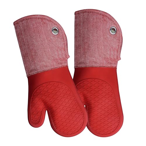 Professional Microwave Silicone Oven Mitts one Pair (Oven mitts / Red Oven Mitts)