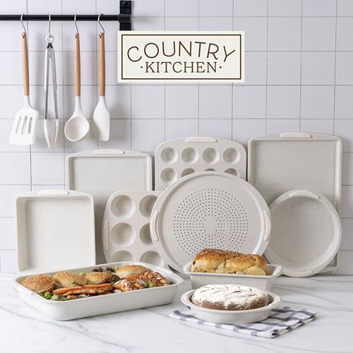 Nonstick Stackable Bakeware Set (Cream - 14 Pcs)