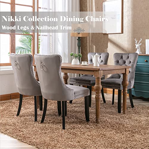 Grey Velvet Dining Chairs Set of 2 (Grey)
