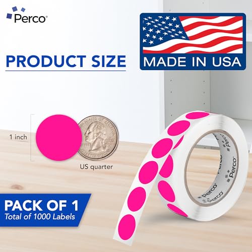 Neon Pink Round Circle Dot Sticker 1 (Neon Pink / 1 Inch)