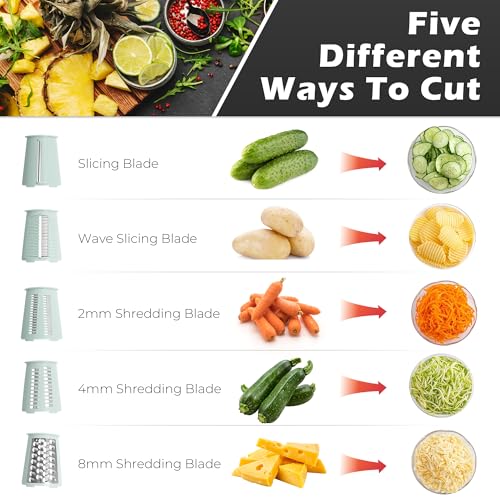 Rotary Cheese Grater 5 Blades Mandoline Slicer for Vegetable