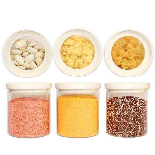 Glass Food Storage Jar with Glass Lid (White-6P-16oz)