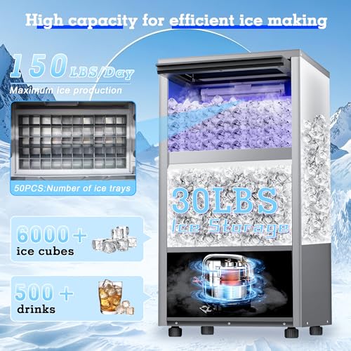 Commercial Ice Maker Machine 150LB (150lbs/24H / Freestanding Ice Maker)