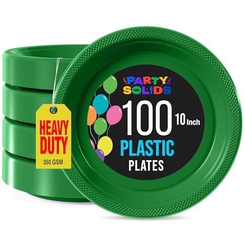 Sturdy Emerald Green Plastic Plates 10" Party Plates 100 Pcs (10 inch / Emerald Green)