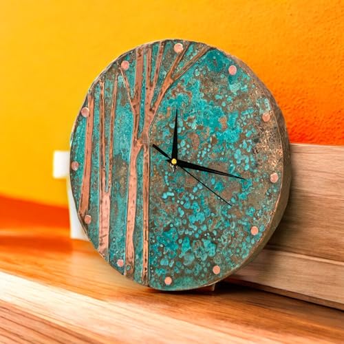 Handmade Copper Wall Clock Artisan Touch in Every Piece (Time Circles Tree / 17.7)